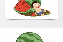 孩子在吃瓜图画,小宝贝的吃瓜时光